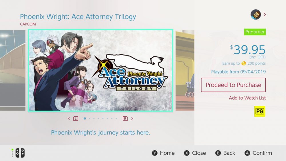 Phoenix Wright: Ace Attorney Trilogy (2019), Switch eShop Game